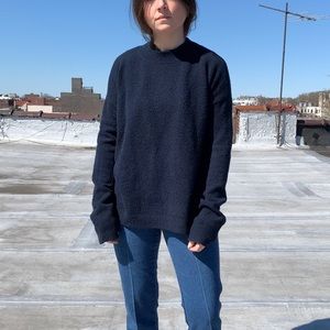 & other stories navy blue bouclé wool sweater sz M
